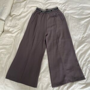 Wide-Leg Beige Greige Drape Trousers